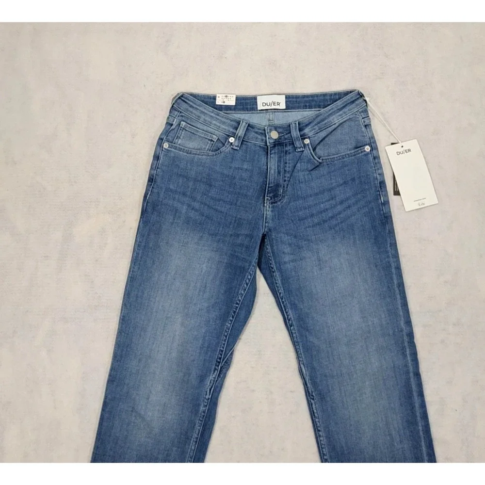 DU/ER Performance Denim Womens‎ 26 NEW Girlfriend Whisker Solstice Blue COOLMAX
